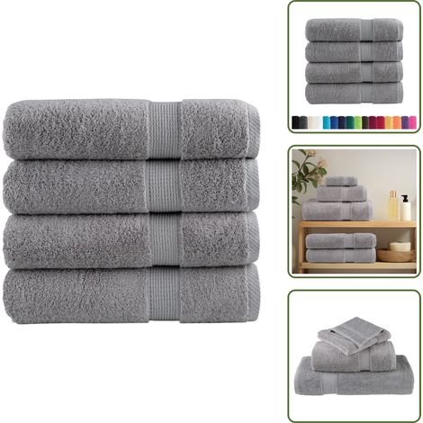Maschinenwaschbar - vidaXL Premium Handtücher SOLUND 4 Stk. Grau 50x100 cm 600 g/m² - OEKO-TEX (1/5)