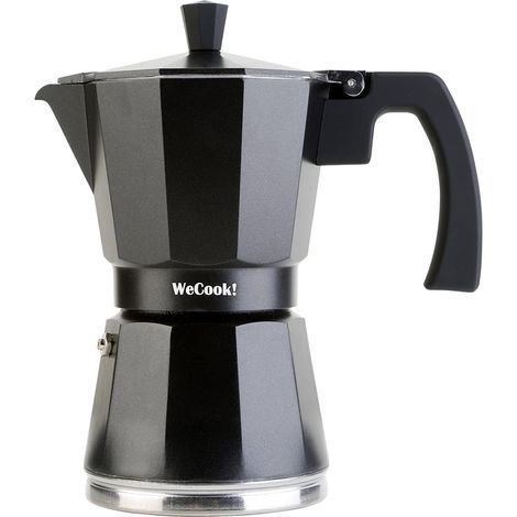 WECOOK Luccia Caffettiera Italiana a Induzione in Alluminio, Moka Tradizionale, Espresso, 6 Tazze di caffè, Base in Acciaio Inossidabile, Valvola di Sicurezza, Vitroceramica, Gas, Elettrica (1/5)