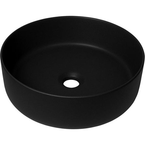 FugaFlow Eccelente Pietra vasque à poser - 36x36x12cm - sans trop-plein - rond - céramique - mat noir