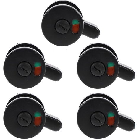 Lot de 5 Serrures de Porte en Plastique Noir Indicateur D’Occupation pour Toilettes Publiques Serrure de Porte de Séparation Verrou Intimité Wc pour Centres Commerciaux et Lieux (1/4)