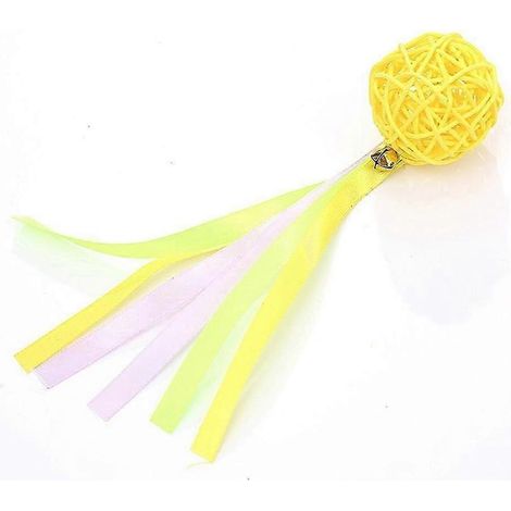 (1 pièce) Lot de 5 jouets pour chat : balle en rotin multicolore avec grelot, jouet interactif pour l'entraînement et le jeu des chatons. Accessoires pour animaux de compagnie. (1/3)
