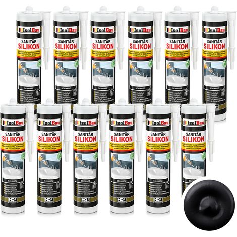 IsolBau Silicone Sanitario Nero Sanitär Silikon 12 x 300ml (1/5)