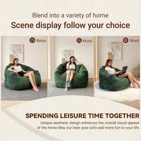 Fauteuil Poire Ergonomique Forme Ronde en Forme de Patte d'Ours, Coussin Gonflable au Toucher Doux, Contour Intégral pour Détente Polyvalente à Domicile, Confort Optimal (1/5)