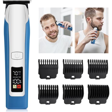 Tondeuse à cheveux professionnelle sans fil pour hommes avec écran LCD, rasage rapide, lame détachable, ensemble tondeuse à barbe et à cheveux. (1/5)