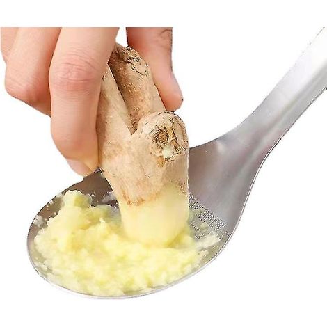 Broyeur à gingembre en acier inoxydable, presse-ail manuel, cuillère à broyer le gingembre, permet de moudre le gingembre et d'obtenir du jus de gingembre. (1/5)