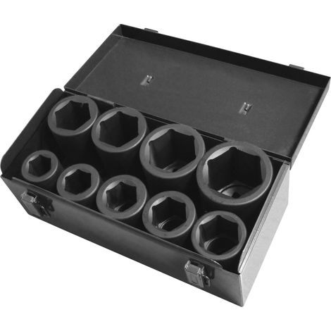 Coffret 9 douilles choc 6 pans longues 24-50mm 1" DIN ISO 3129 Cr-Mo - OS 3530 - CLAS Equipements (1/2)