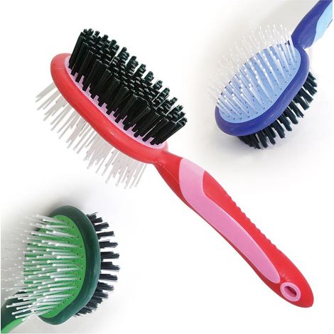 Spazzola manico bicolore doppio uso con denti fini e setole