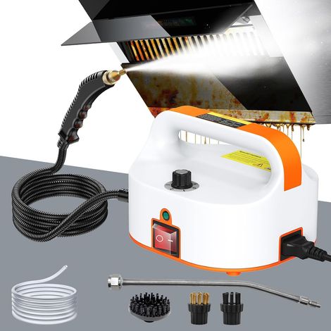 3800W Nettoyeur Vapeur, Nettoyeur Vapeur pour Canapé, Conception Sans Réservoir d'eau avec Tuyau d'aspiration 1,1M, avec 3 Têtes de Brosse Réglables sur 6 Niveaux, 10S Chauffage Rapide