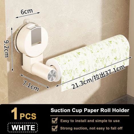 (Blanc-1) Porte-papier toilette à ventouse, distributeur de papier toilette, rangement pour armoire, accessoire de salle de bain (1/5)