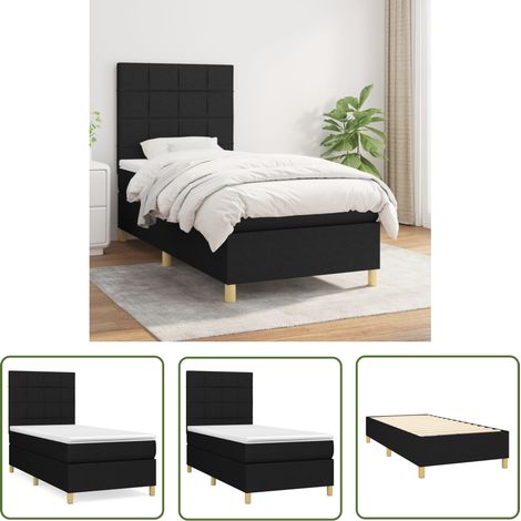The Living Store Boxspringbett mit Matratze Schwarz 90x200 cm Stoff - Boxspringbett - Doppelbett - Schlafraum - Bettgestell - Bettenausstattung (1/5)
