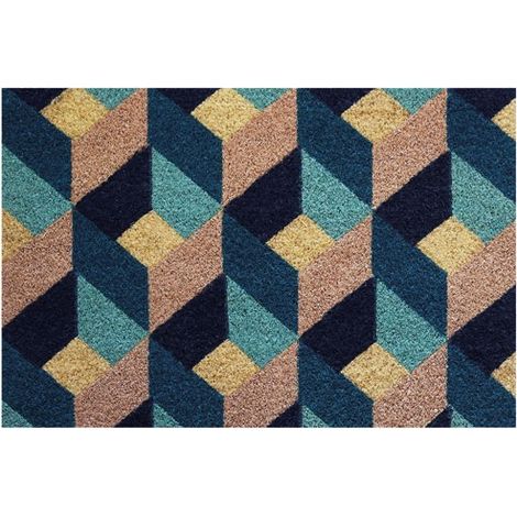 IDMAT - Tapis coco blanchil sur semelle latex 40x60cm géométrie