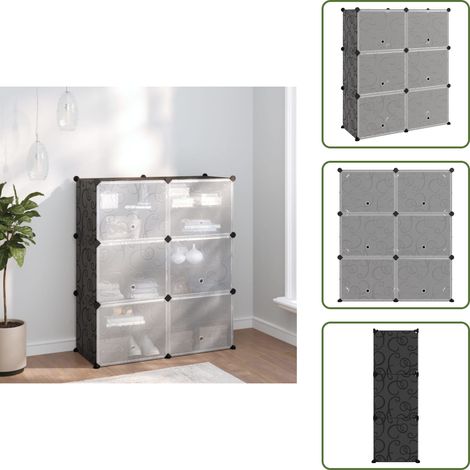 Mueble de almacenamiento - vidaXL Zapatero PP negro 84,5x31x93,5 cm - Plástico PP