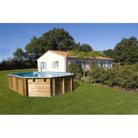 GRE 790098 - piscine ovale en bois baie vitrée Vermela escaliers Ext. 672x472x146cm Bois Int. Filtre Inox sable 12m 3/h (1/4)