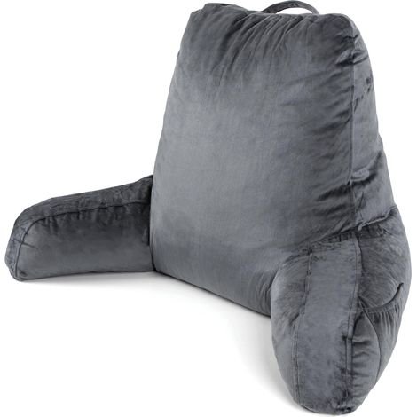 Dreamcatcher Large Grey Reading Pillow, Shredded Memory Foam Cuddle Cuddle Cushion Backrest, Arm Support ,Washable Velvet Cover (1/5)