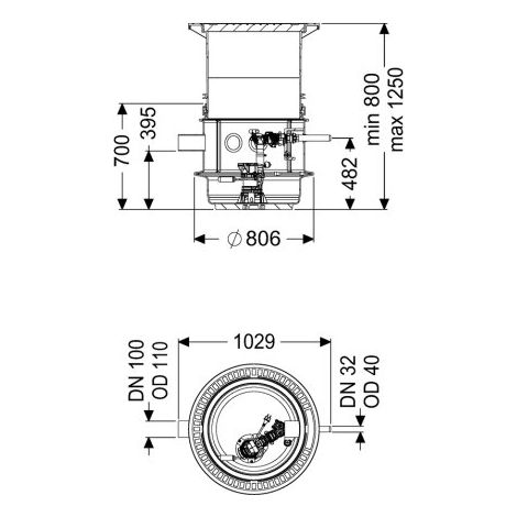 -Pumpstation Aquapump Medium Mono, GTF 600, 800-1250 mm, Klasse D