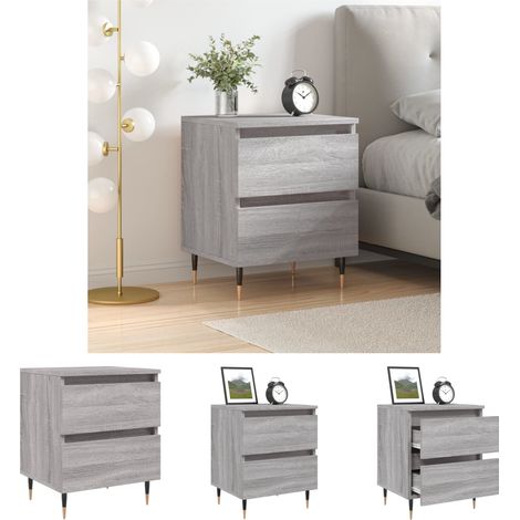 The Living Store - Nachttisch Grau Sonoma 40x35x50 cm Holzwerkstoff (1/5)