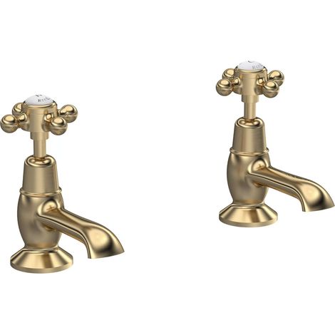 Hudson Reed Topaz Dome Basin Taps Pair - Brushed Brass