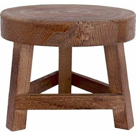 Mini tabouret en bois de 17,8 cm, support de présentation, colonne de pot de fleurs, mini tabouret pour plantes grasses ou bonsaï pour décoration d'intérieur ou d'extérieur (1/5)