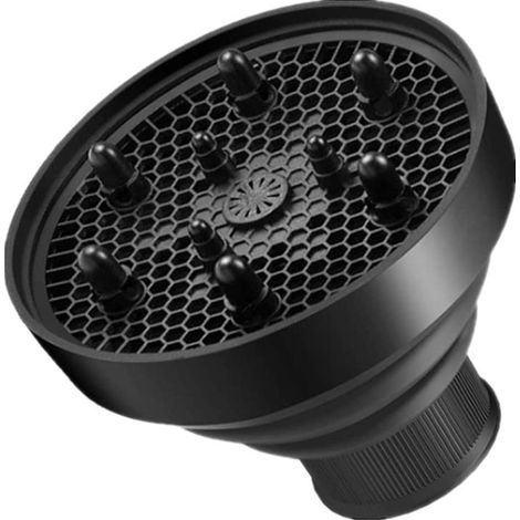 Diffusez les cheveux souples et portables pour cheveux secs, idéal pour cheveux bouclés. Accessoires de diffusion et d'utilisation en salons. Broderie de 4,2 à 4,8 cm (noir). (1/5)