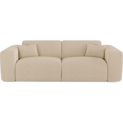 Canapé convertible express 140cm 3 places en velours côtelé beige MYRA (1/5)