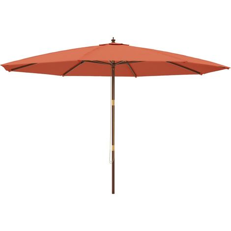 Ombrellone da giardino con palo in legno 400 x 273 cm arancione 020008366