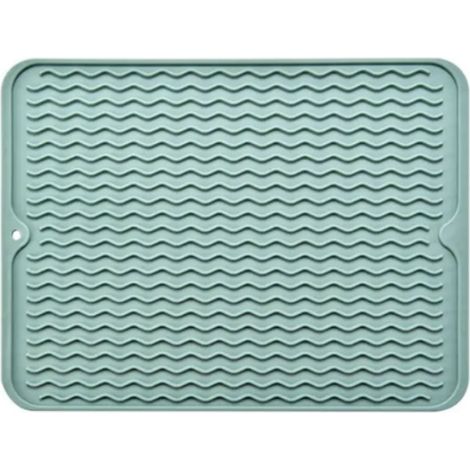 Set de 4 tapis de cuisine en caoutchouc isolant vert, antidérapant, imperméable, résistant à la chaleur, dessous de plat pour séchage de vaisselle. (1/5)