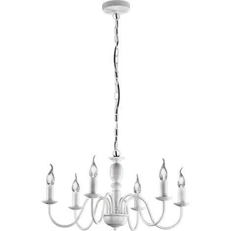 Lustre Suspension En Métal Verni Blanc, 6Xe14 Max 40W, Design Moderne Et Ajustable, Diamètre 67 Cm - Perenz, Élégant Et Idéal Pour Salon Ou Bureau (1/3)