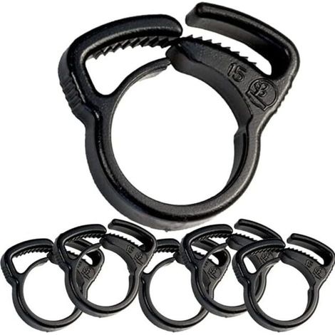 A Lot de 25 Colliers d'Irrigation Goutte à Goutte 16 mm Noir – Fixation Tuyau pour Système Irrigation Goutte à Goutte, Accessoires Irrigation, Collier Tuyau 16mm, Système Irrigation Jardin (1/4)