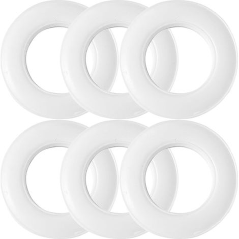 Lot de 6 Anneaux de Rideaux en Plastique Blanc, Cercles pour Rideaux Résistants la Déformation, Accessoires Silencieux pour Tringles de Fenêtres (1/5)