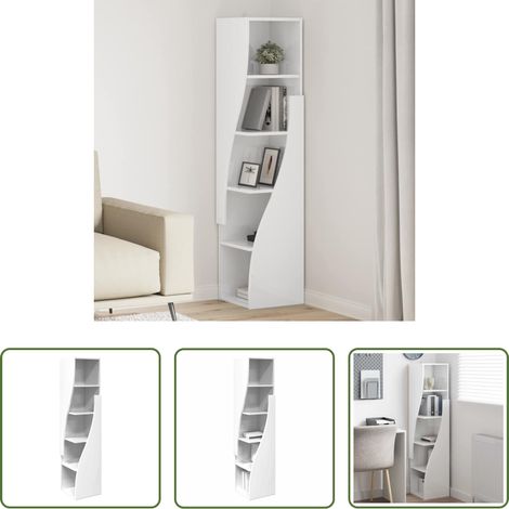 Rangement - Meuble d'angle Blanc brillant 32x32x140cm Bois d'ingénierie (1/5)