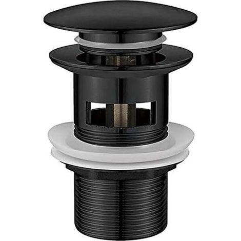 M20502B Bombe Vidage Salle de Bain, Bonde lavabo avec Trop Plein, Pop Up, Noir (1/4)