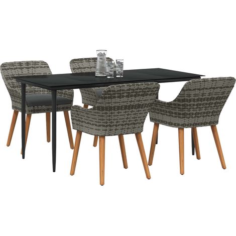 Maison Exclusive - Conjunto de Comedor de Jardín 5 pcs Gris ratán (1/4)