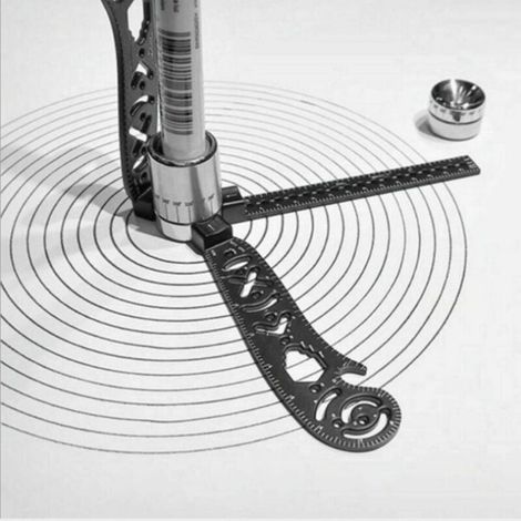 Multifunctional Drawing Tool, Portable Drawing Ruler, Lightweight Multifunctional Drawing Ruler, Scale Ruler, All in One, for Creators, Artists (1/4)