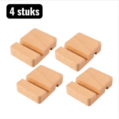 pièces - Porte-téléphone - Porte-téléphone en Massief Hout Massif - Support Minimaliste pour Mobile, Tablette & iPad - Accessoire de Bureau pour Bureau et Télétravail - Marron (1/5)