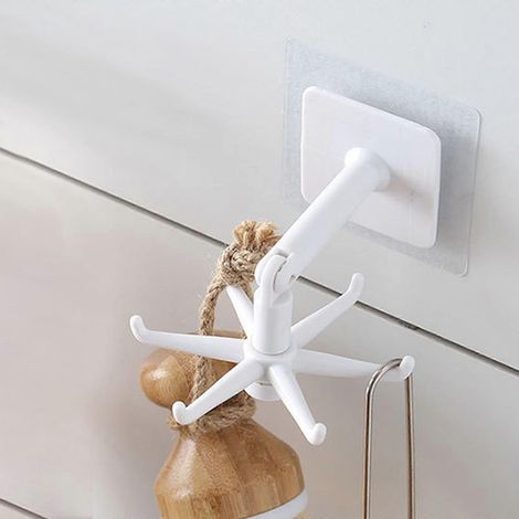 Crochet mural pivotant à 360°, blanc, standard, pour la cuisine et la salle de bain