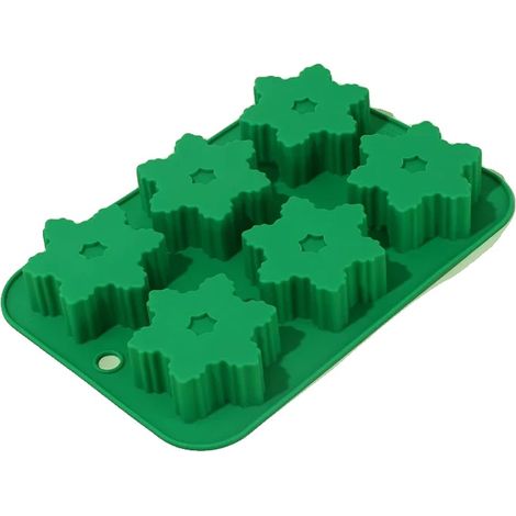 Molde de silicona, material apto para uso alimentario, diseño antiadherente, verde. (1/2)