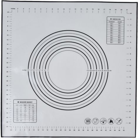 Tapis de cuisson en silicone 60x60 cm avec mesures pour étaler pâte, fondant et pâtisserie - Noir (1/5)