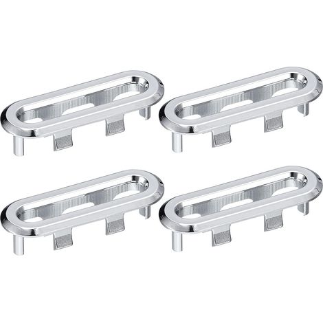Lavabo Garniture Trop-plein Couvercle, 4Pcs Lavabo Trop-plein Anneaux 47.8x13.5mm Ovale Toilettes Cuisine Lavabo Bonde Couverture Trou Insert et Bouchons, Argenté (1/5)