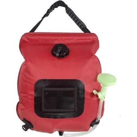 Sac de Douche Solaire Camping, 20L Solaire Sac de Douche Portable Pliant Extérieur pour Randonnée Escalade,Rouge (1/4)