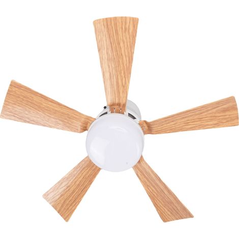 Ventilateur de plafond avec éclairage LED à 3 vitesses réglables, télécommande et variateur, pales imitation bois, culot E26/E27, idéal pour garage, buanderie, véranda, chambre à coucher. (1/5)