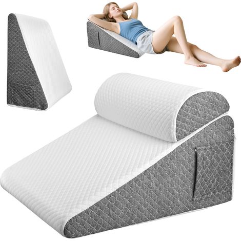 Almohada en forma de cuña, espuma viscoelástica, soporte elevado para dormir, MORADO (1/2)