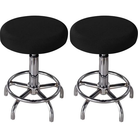 Lot de 2 housses de tabouret rondes, protection pour coussin d'assise, noires