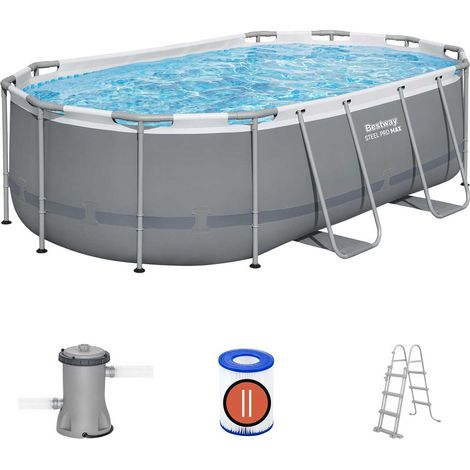 Piscina Desmontable Tubular Bestway Steel Pro Max Oval 427 x 250 x 100 cm con Depuradora de Cartucho 2.006 l/h y Escalera (1/5)