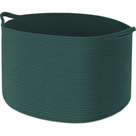 XXXL Panier Rangement Bébé, D50H33CM Panier de Rangement avec 4 poches, Rangement Table a Langer Bebe avec poignées,Panier Rangement Salle de Bain Panier à linge en Coton Chambre d'enfant, Salon,Vert (1/5)