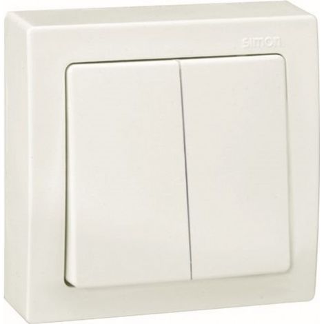 Interruptor doble, superficie, 10ax 250v, ip20, serie simon73 loft, blanco, retractilado