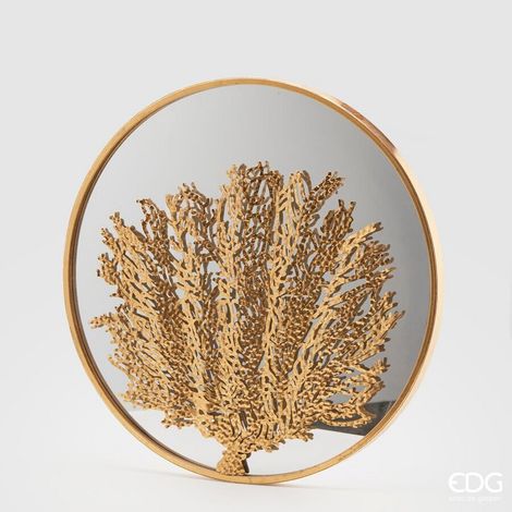 EDG Enzo De Gasperi Specchio in Metallo con Decorazione Corallo D 60 Cm Gold – Specchio Parete Design Elegante