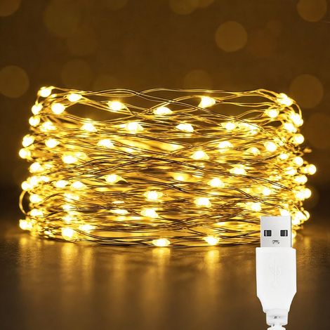 USB LED Rope Light, 10M 100LED Copper Wire Lantern, Warm White (1/5)
