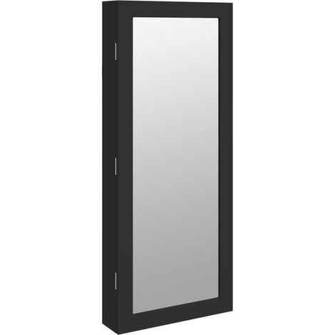 Mobile portagioielli portaoggetti organizer camera da letto guardaroba bagno con specchio e illuminazione LED nera a parete 020022816