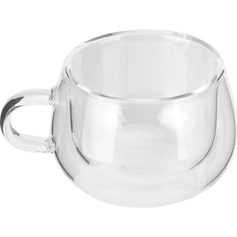 Doppelwandiger Glasbecher (150 ml) mit Henkel, isolierter, transparenter Kaffeebecher für heiße und kalte Getränke, ideales Geschenk für Küche und Haushalt (1/5)