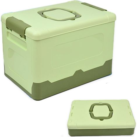 Boîte de rangement pliable avec couvercle, boîte à outils portable en plastique, récipient de rangement empilable pour organisation des étagères, joli bac de rangement polyvalent pour articles (1/5)